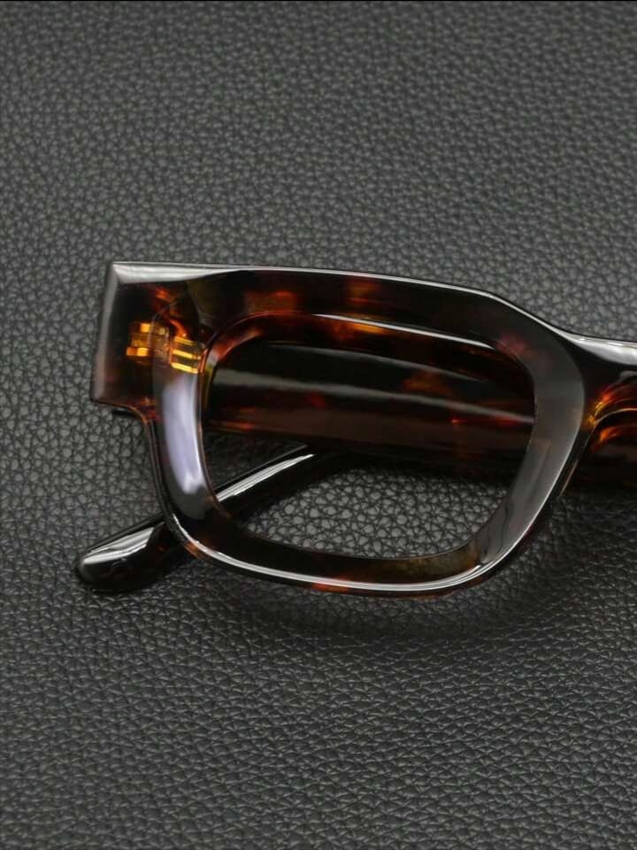 ENAK Retro Thick Frame Leopard Print Square Glasses